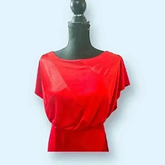 Enfocus Studio Red Shimmering Open Diamond Back Little Red Dress NWT Size 8 - Picture 5 of 6